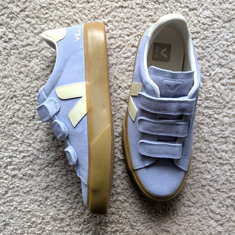 NIB Vejas Recife Periwinkle Velcro Suede Sneakers Sz 38
